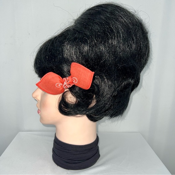 Coral Paisley Rockabilly Bandana Knotted Hair Bow - Picture 5 of 11